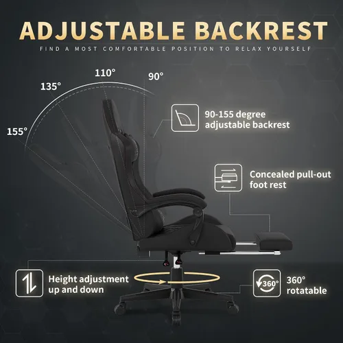 Miniatura 6 de Gamtimer Silla para videojuegos, silla para adultos de 400 libras, silla de computadora de respaldo alto con reposapiés y reposabrazos vinculados