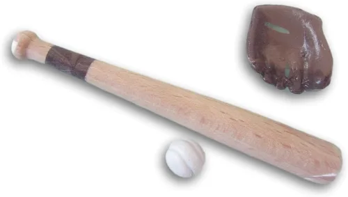 Miniatura 2 de Casa de muñecas y manualidades en miniatura, bate de béisbol, guante y pelota, 3 unidades, escala 1:12
