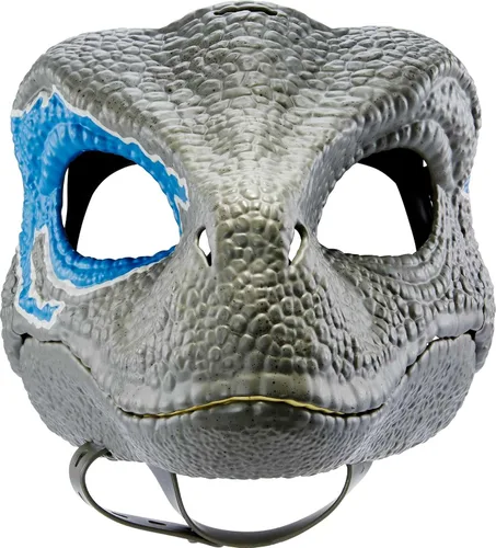 Miniatura 3 de Mattel Jurassic World Dominion Velociraptor Blue Máscara de Dinosaurio, Juguete de Interpretación de Roles Inspirado en la Película con Mandíbula