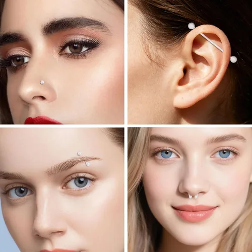 Miniatura 5 de Vsnnsns Piercing para el cuerpo, 14G-20G, acrílico, transparente, para nariz, labio, lengua, ceja, septum, cartílago, tragus, ombligo, ombligo