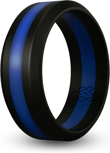 Miniatura 17 de Knot Theory Anillo de silicona a rayas para hombres y mujeres – color negro, gris, rojo, azul, naranja, amarillo, púrpura