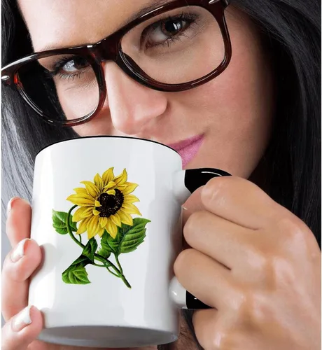 Miniatura 2 de 3dRose Taza de café, tamaño – 15 oz – Girasol vintage gigante vintage – divertido regalo de taza de café