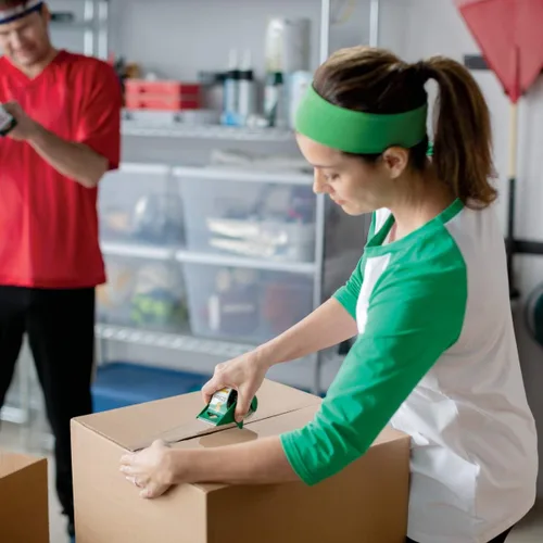 Miniatura 4 de Duck EZ Start - Cinta de embalaje transparente con dispensadores, paquete de 6 cintas de embalaje silenciosas y fáciles de iniciar para cajas