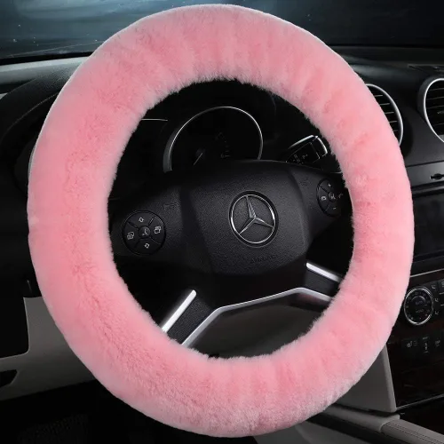 Miniatura 20 de OGLAND - Funda para volante de automóvil de lana de oveja esponjosa suave y esponjosa para vehículo automotriz universal, para mujer y hombre, 14