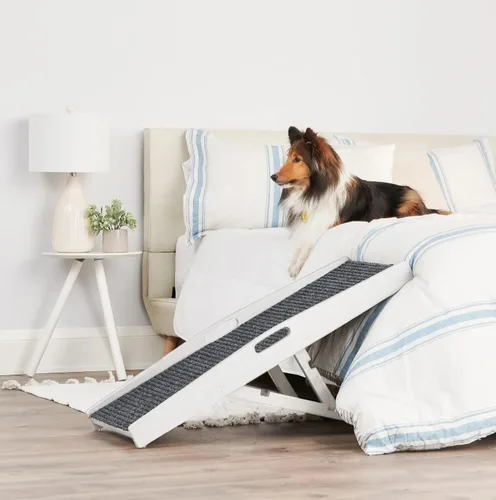 Miniatura 3 de Carlson - Rampa para mascotas de interior de 39.5 pulgadas, color blanco, plegable, altura ajustable, incluye asas, alfombra antideslizante y patas