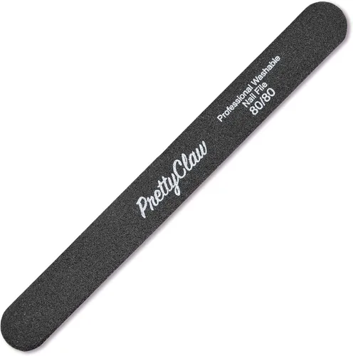 Miniatura 2 de PrettyClaw 10 limas de uñas profesionales de grano 80/80, lima de uñas acrílicas rectas negras, centro de plástico, tablero de esmeril de doble