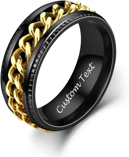 Miniatura 11 de Anillos giratorios personalizados de acero inoxidable para mujeres y hombres, juego de anillos de banda para ansiedad, sol, luna, estrella, anillo