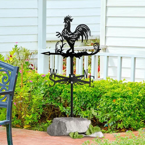 Miniatura 4 de Fenteer Veleta de metal de gallo, para montaje en techo, para exteriores, para jardín, jardín, cobertizo, patio y decoración de patio