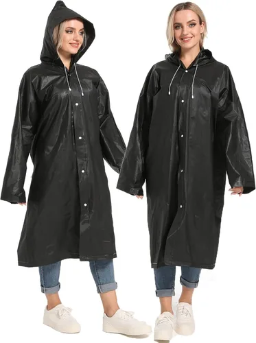 Miniatura 107 de 2 abrigos de lluvia de Borogo para adultos, chaquetas de lluvia reutilizables para hombres y mujeres