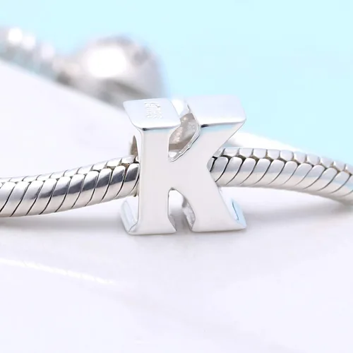 Miniatura 4 de Dijes de plata de ley 925 con letras del alfabeto que se ajustan a pulseras estilo Pandora, cuentas iniciales de la A a la Z para esposa, mamá