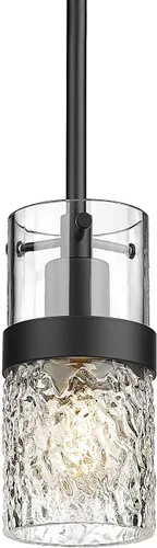 Miniatura 8 de LMS Luces colgantes de cristal para isla de cocina, 1 luz moderna negra colgante con vidrio martillado y varillas, mini iluminación colgante