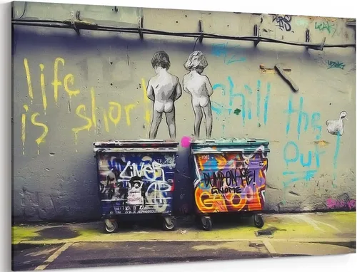 Miniatura 18 de MGSBCXN Lienzo decorativo de pared de graffiti, Banksy, impresión artística de DJ Mono Pensativo con auriculares, pintura artística de arte pop Mono