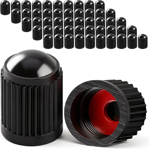Miniatura 44 de 30 piezas de tapas de vástago de válvula de neumático TPMS, tapas de vástago de válvula de rueda de plástico negro para TR20008 TPMS, tapas