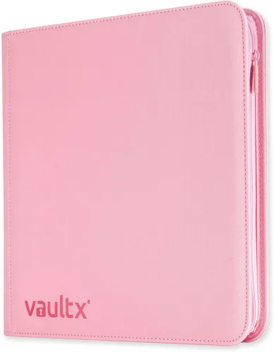 Vault X Carpeta con 12 bolsillos con cremallera, 480 tarjetas, material Exo-Tec, 20 páginas de carga lateral (rosa)
