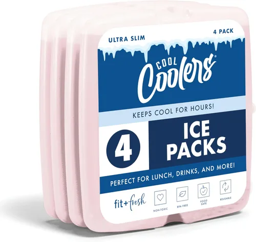 Miniatura 16 de Cool Coolers de Fit & Fresh - Paquete de 4 paquetes de hielo delgados, paquetes de hielo reutilizables de congelación rápida que ahorran espacio