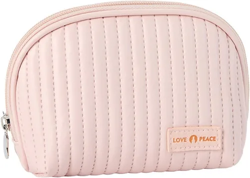 Miniatura 6 de Pequeña bolsa de maquillaje para bolso, bolsa de maquillaje de piel sintética linda, bolsa portátil para monedas, bolsa organizadora de lápiz Café
