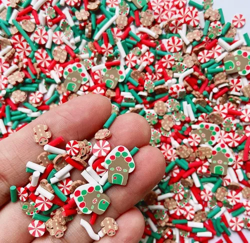 Miniatura 2 de EHOPE Rebanadas de Navidad, chispas falsas de resina, chispas de caramelo falso, gránulos de arcilla, chispas de polímero, rodajas de arcilla Casa