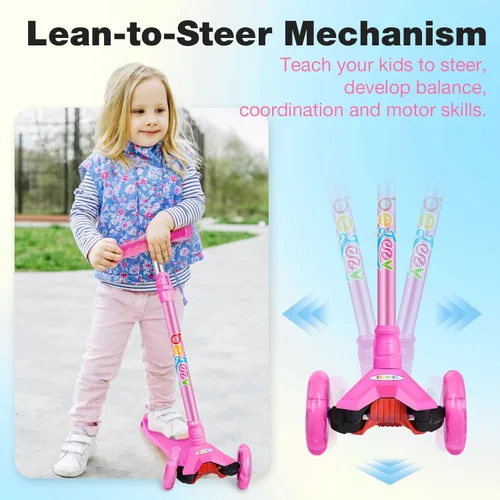 Miniatura 4 de BELEEV Patinetes para Niños de 3 Ruedas Patinete de Empuje para Niños Pequeños Niñas y Niños, 4 Alturas Ajustables, Inclinarse para Dirigir, Ruedas