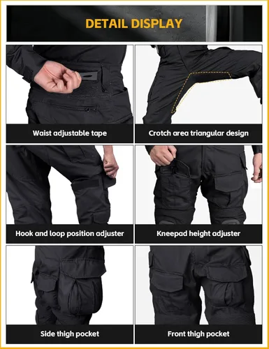 Miniatura 5 de IDOGEAR Pantalones de combate G3 para hombre con rodilleras, pantalones de camuflaje múltiple Airsoft Caza Paintball Pantalones tácticos al aire
