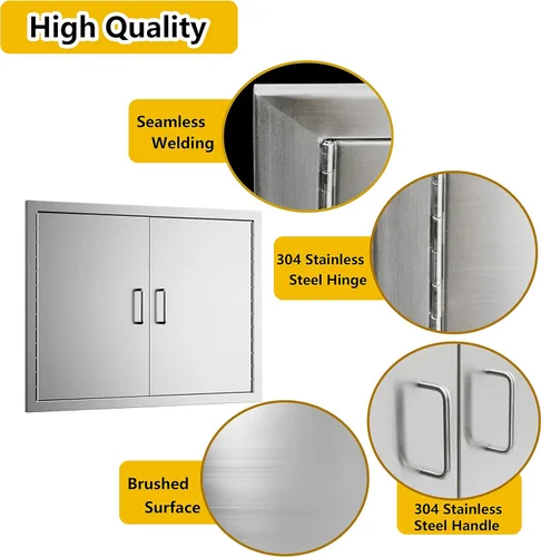 Miniatura 2 de Luffioner Puertas de cocina para exteriores, puerta de acceso doble para barbacoa de 31 pulgadas de ancho x 24 pulgadas de alto, placa gruesa a