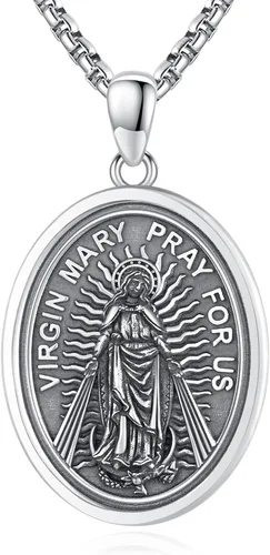 Miniatura 63 de Collar de plata de ley 925 con medalla de San Patrón, colgante de protección católica, amuleto, joyería religiosa para hombres y mujeres