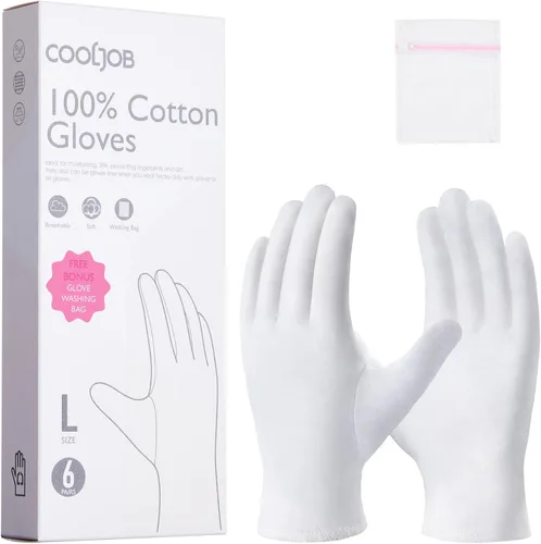 Miniatura 8 de COOLJOB 6 Pairs Cotton Moisturizing Gloves for Dry Hands & Eczema, Black S 100% Natural Cotton, Overnight Moisture Care, Multiple Everyday Uses