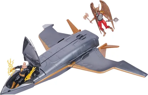 Miniatura 5 de DC Comics, Hawk Cruiser Patrol, incluye figuras de acción Black Adam y Hawkman, más de 16 pulgadas de ancho, primera edición, juguetes de Deluxe