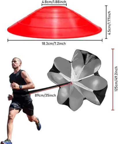 Miniatura 2 de Juego de entrenamiento de velocidad profesional y agilidad: incluye escalera de agilidad ajustable de 12 peldaños de 20 pies con bolsa de Azul