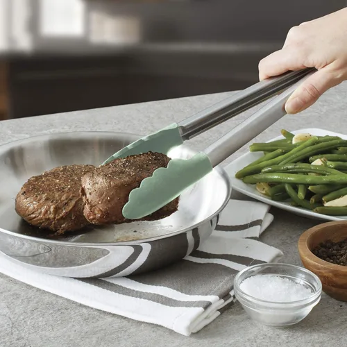 Miniatura 3 de KitchenAid Pinzas gourmet de acero inoxidable con punta de silicona, 12 pulgadas, pistacho