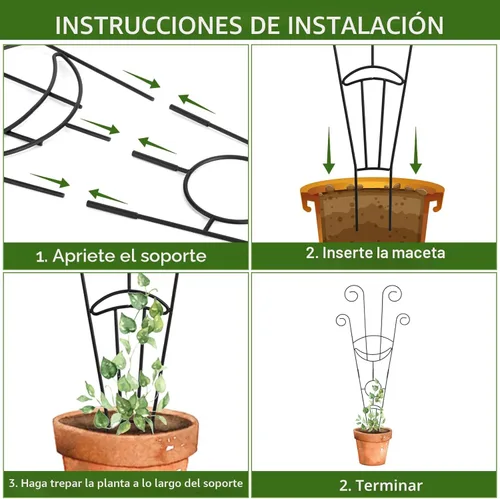Miniatura 4 de ZOUTOG Enrejado para plantas trepadoras de interior, paquete de 4 unidades de 30 pulgadas, enrejado de jardín de metal resistente al óxido para Negro