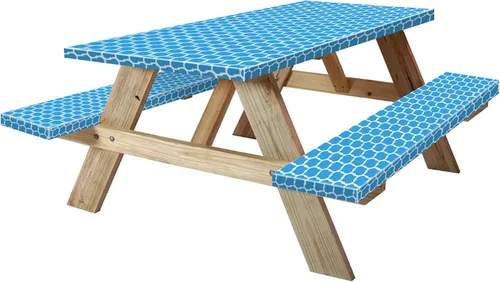 Miniatura 21 de Funda para Mesa y Banco de Picnic de 5 Pies, Esenciales de Camping Equipo para RV, 60 Pulgadas Impermeable Resistente al Viento Mantel Exterior