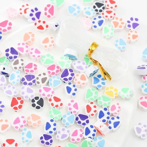 Miniatura 35 de 100 piezas de cuentas espaciadoras de arcilla polimérica de animales para joyería de mujer, pulseras, collares, aretes, accesorios de bricolaje