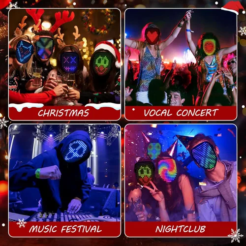Miniatura 5 de ORWINE - Máscara LED, Máscara Iluminada con Detección de Gestos, Máscaras Faciales Transformadoras con Luz LED Unisex para Festivales, Dj, Cosplay