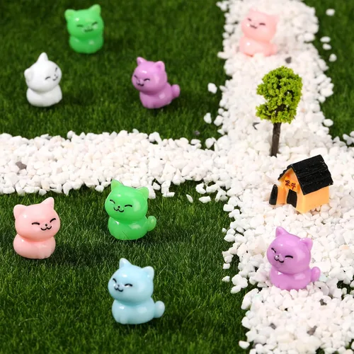 Miniatura 5 de 50 piezas de mini gatos de resina, figuras de gato en miniatura, lindas figuras de gatos pequeños, pequeños animales de resina, gatos, manualidades