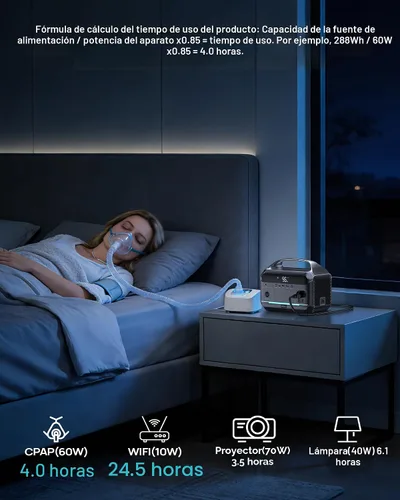 Miniatura 8 de DARAN Estación de energía portátil de 600 W (pico de 1200 W), generador solar LiFePO4 de 288 Wh con salidas de CA y CC, carga rápida de 2 horas