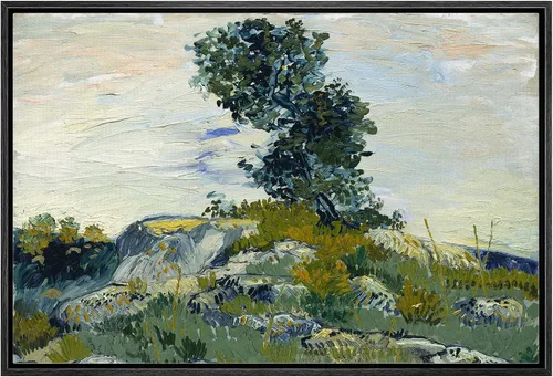 Miniatura 45 de Van Gogh - Lienzo con diseño giclée de olivos con cielo amarillo y sol, arte de pared de galería, estirado y enmarcado, listo para colgar, 24 x 36