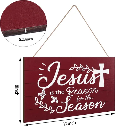 Miniatura 2 de Letrero colgante de madera de Jesús con la frase "Jesús es la razón de la temporada", decoración de pared para árbol de Navidad, decoración de pared