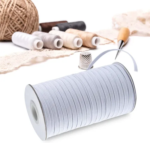 Miniatura 6 de Coopay Bandas elásticas planas de 180 yardas de largo, 1/8 pulgadas de ancho, cuerda elástica plana de punto para coser proyectos de bricolaje