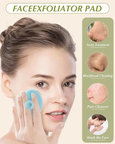 Miniatura 4 de Exfoliante facial, 8 unidades de silicona para mujeres, cepillo de limpieza facial, almohadilla de poros para acné para limpieza profunda, cuidado