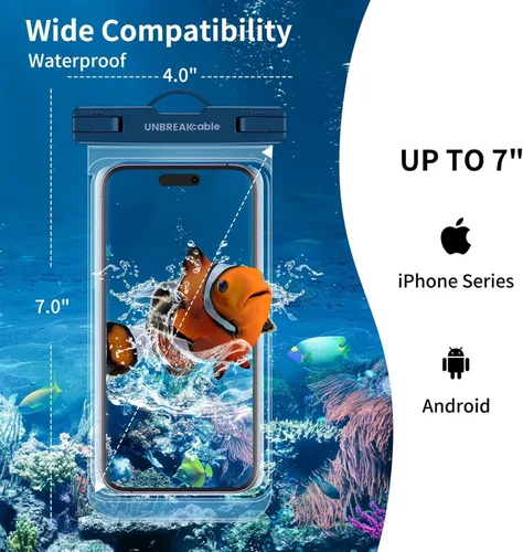 Miniatura 6 de UNBREAKcable Funda impermeable para teléfono, paquete de 2 fundas impermeables IPX8 para iPhone 16 15 14 13 12 11 Pro Max y Samsung S25 S24, bolsa
