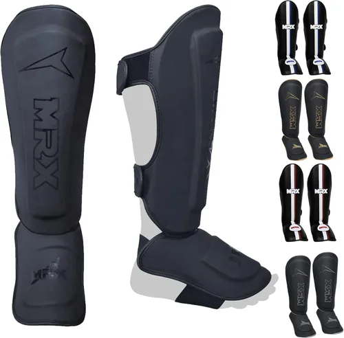 Miniatura 10 de MRX BOXING & FITNESS Espinilleras para boxeo, artes marciales mixtas, Muay Thai, entrenamiento de kickboxing, acolchado extra con diseño de lujo