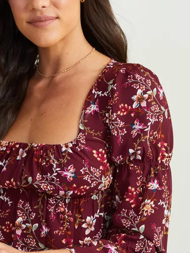 Miniatura 5 de ALTAR'D STATE Vestido de manga larga para mujer, con estampado floral, cuello cuadrado, casual, para verano y otoño