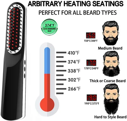 Miniatura 4 de Alisador de barba, peine alisador de barba con inalámbrico/tamaño mini, apagado automático para viajes, hogar, citas, gran regalo para papá, regalo