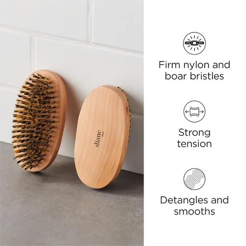 Miniatura 2 de Diane Cepillo de cerdas de jabalí reforzadas para hombres y peluqueros, cerdas duras para cabello grueso a grueso, uso para desenredar, alisar