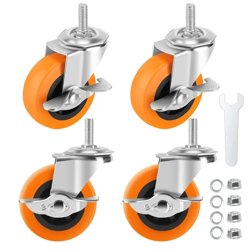 Miniatura 17 de Ruedas giratorias, juego de 4 ruedas giratorias de bloqueo de 3 pulgadas, 3/8-16 x 1 (diámetro del tornillo 3/8 pulgadas, longitud 1 pulgada)