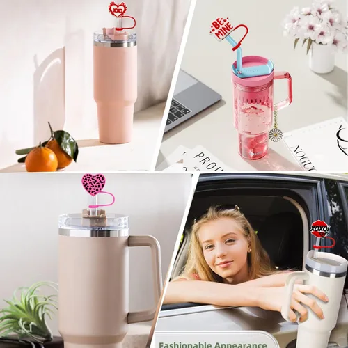 Miniatura 5 de 10 tapas de popote para vaso Stanley Cup de 30 y 40 onzas, de 0.394 in, reutilizables, de silicona, para popote, accesorios para copas Stanley