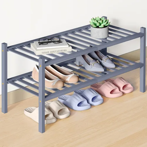 Miniatura 65 de Smiry Zapatero de bambú para clóset, organizador de zapatos apilable de 4 niveles largo de madera, estante de almacenamiento de zapatos Negro
