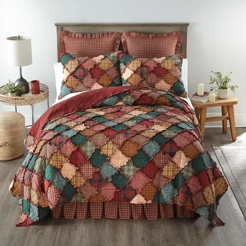 Miniatura 9 de Donna Sharp Colcha de algodón individual – Colcha Campfire Lodge con piezas y patrón de retazos – Lavable a máquina – 70 x 92 pulgadas