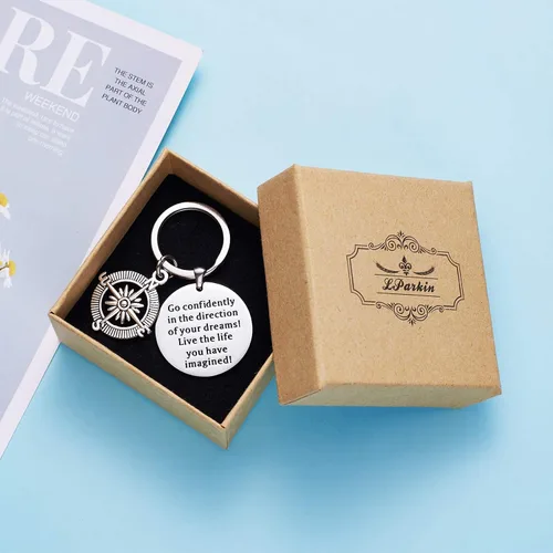 Miniatura 6 de LParkin - Collar/Llavero de acero inoxidable con la inscripción "Go Confidently In The Direction Of Your Dreams", acero inoxidable, Direction-pendant