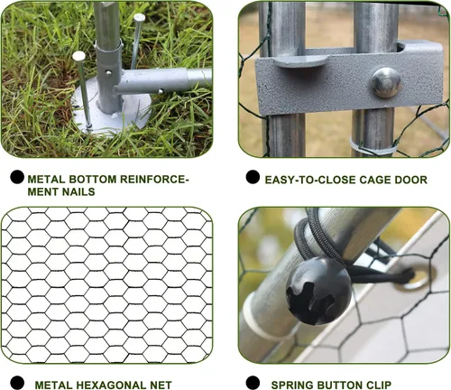 Miniatura 7 de Jaula grande de metal para gallinero con cubierta impermeable y anti-ultravioleta para jardín de granja, jaula para conejos y patos